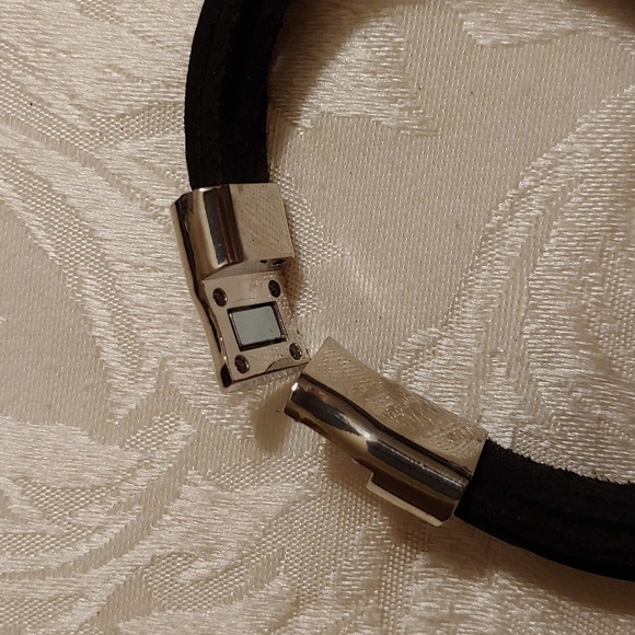 Black Leather & Silver Charm Friendship Bracelet - Picture 5 of 7